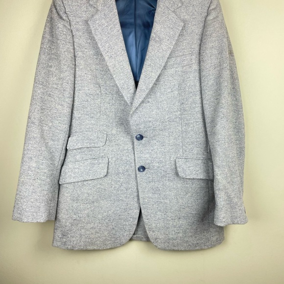 Vintage Profile Oversized Wool Blend Blue Whir Jacket One Size - Picture 6 of 9